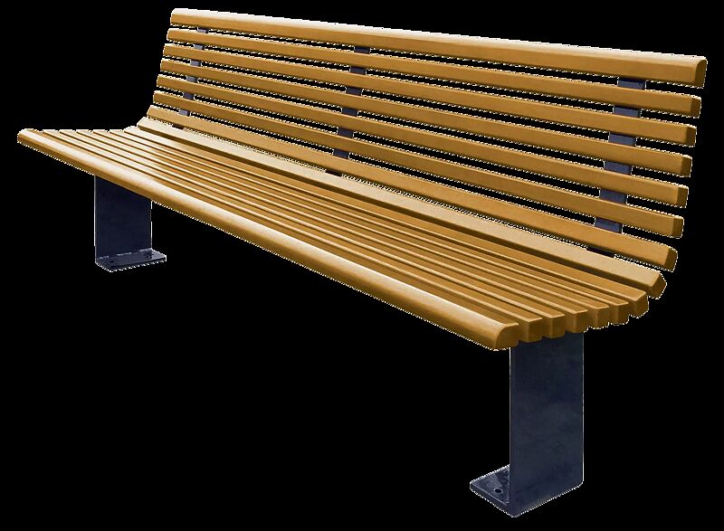 Sitzbank PESCARA mit Rückenlehne, mit Lärchenholzbelattung, Stahlteile in RAL 7016 anthrazitgrau