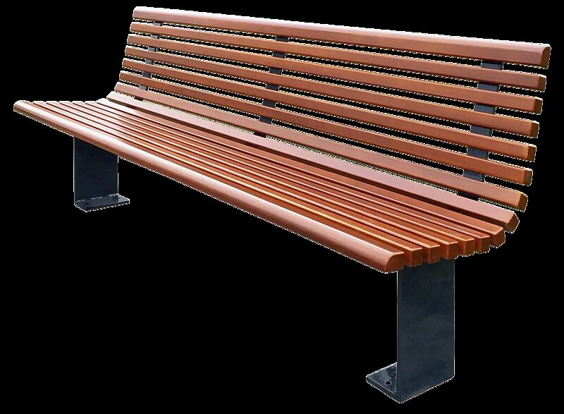 Sitzbank PESCARA mit Rückenlehne, mit Merantiholzbelattung, Stahlteile in RAL 7016 anthrazitgrau