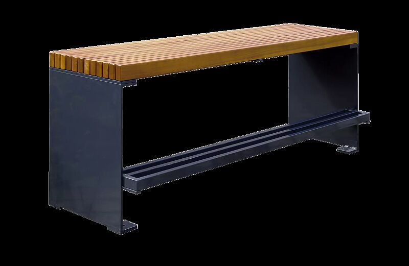 Tisch PESCARA, zum Aufdübeln, mit Lärchenholzbelattung, Stahlteile in RAL 7016 anthrazitgrau