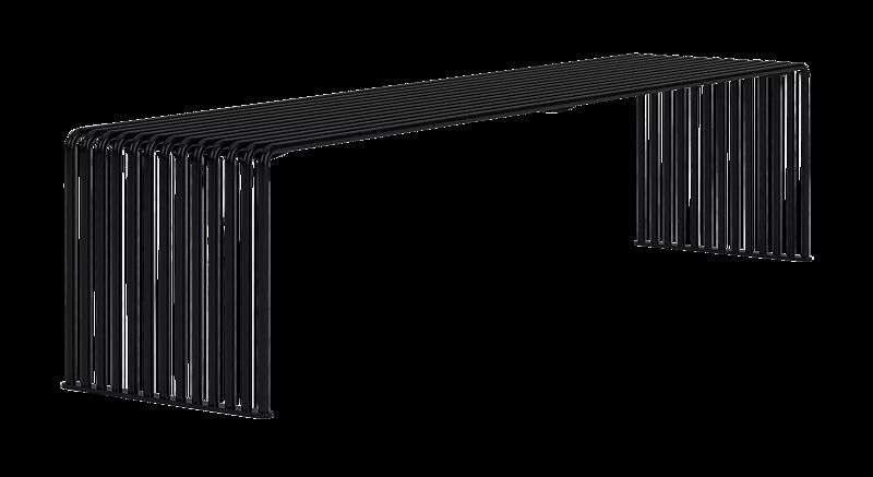 Sitzbank ANZIO ohne Rückenlehne, gerade, in RAL 9005 tiefschwarz