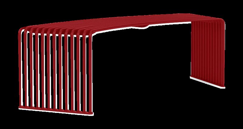Sitzbank ANZIO ohne Rückenlehne, 45° gebogen sowie gerade, in RAL 3000 feuerrot