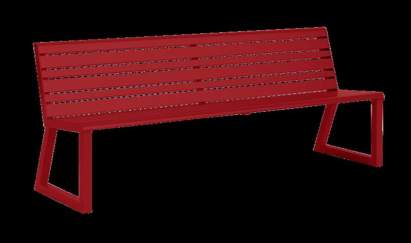 Sitzbank MANTUA mit Rückenlehne, in RAL 3000 feuerrot