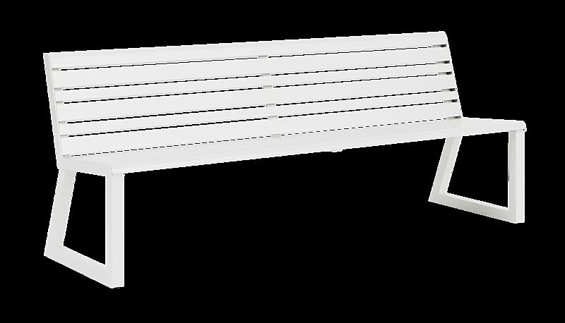 Sitzbank MANTUA mit Rückenlehne, in RAL 9003 signalweiß