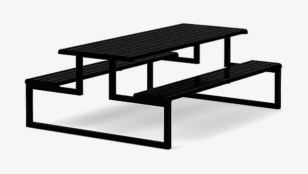 Bank-Tisch-Kombination MANTUA ohne Rückenlehne, in RAL 9005 tiefschwarz