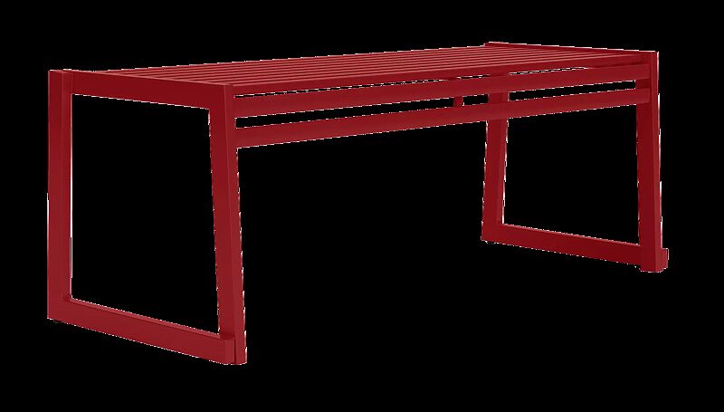 Sitzbank CORTINA ohne Rückenlehne, zum freien Aufstellen, Breite 1200 mm, in RAL 3000 feuerrot
