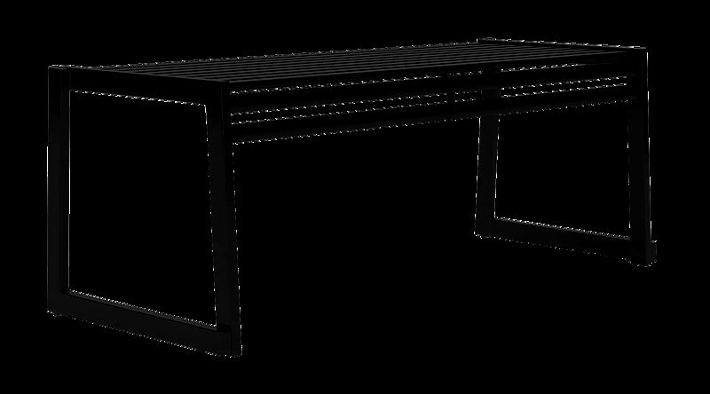 Sitzbank CORTINA ohne Rückenlehne, zum freien Aufstellen, Breite 1200 mm, in RAL 9005 tiefschwarz