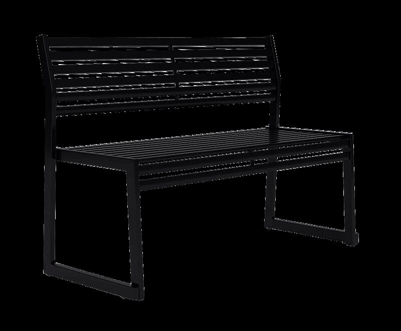 Sitzbank CORTINA mit Rückenlehne, zum freien Aufstellen, Breite 1200 mm, in RAL 9005 tiefschwarz