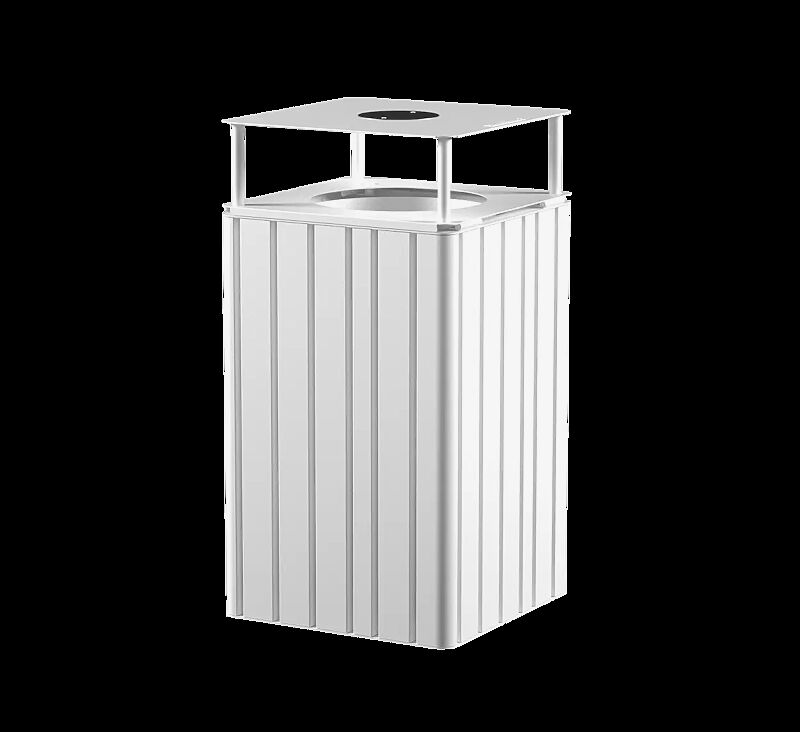 Abfallbehälter MANTUA mit Schutzdach, in RAL 9003 signalweiß