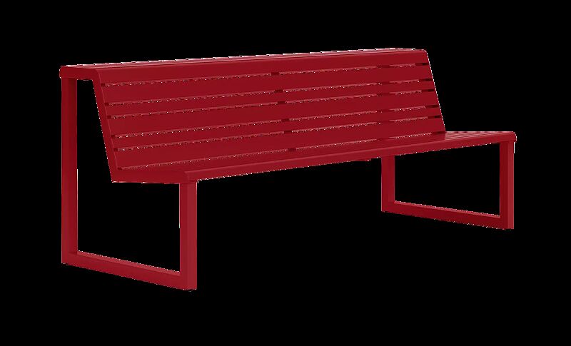 Sitzbank MANTUA mit verlängerter Rückenlehne in RAL 3000 feuerrot
