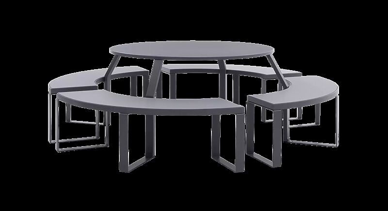 Bank-Tisch-Kombination SEMPREVERDE, Stahlteile in RAL 7024 graphitgrau