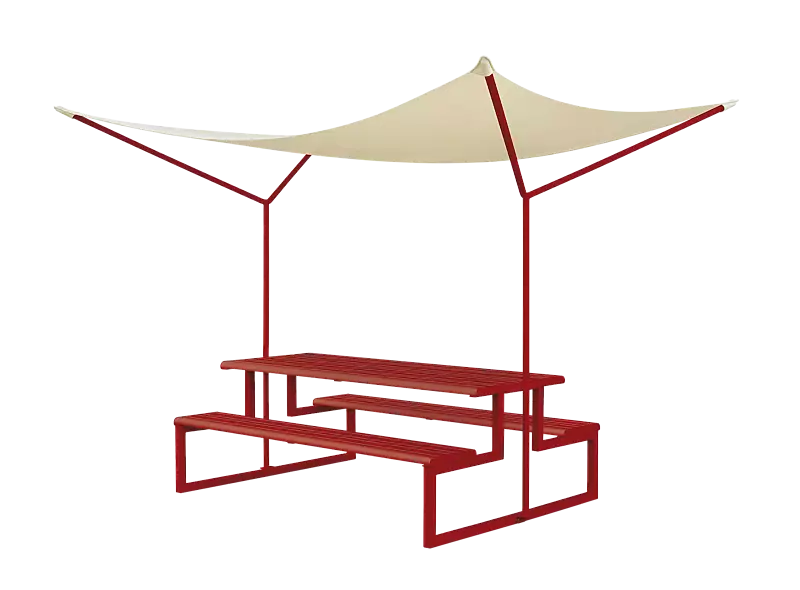 Freizeitüberdachung MANTUA, in RAL 3000 feuerrot