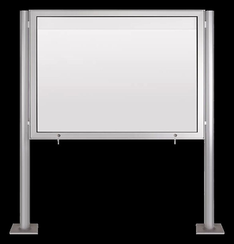 Schaukasten CITY zum Aufdübeln, mit Klappflügel-Öffnung, für 16 x DIN A4, Alu in RAL 9006 weißaluminium