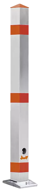 Sperrpfosten GIRONA, quadratisch, zum Einbetonieren, kippbar mittels Dreikantschloss