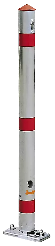 Sperrpfosten GIRONA, rund, zum Einbetonieren, kippbar mittels Profilhalbzylinderschloss und Dreikantschloss