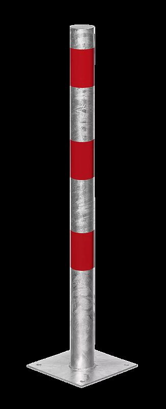 Sperrpfosten GERODA zum Aufdübeln, mit Bodenplatte, Ø 60 mm, feuerverzinkt