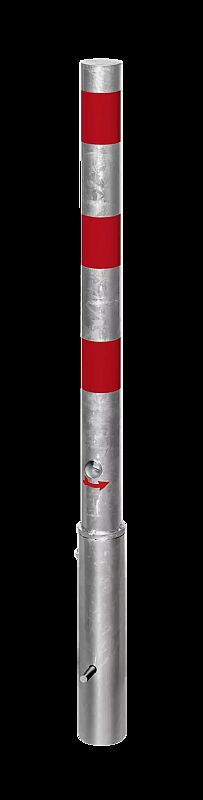 Sperrpfosten GERODA zum Einbetonieren, herausnehmbar aus Bodenhülse mittels Dreikantschloss, Ø 60 mm, feuerverzinkt