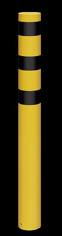 Rammschutzpoller GALAN, gelb pulverbeschichtet mit 3 schwarzen Reflexstreifen