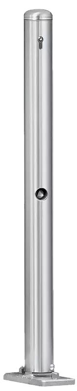 Poller ALAVA mit Rundkopf, kippbar, mit Profilhalbzylinderschloss 30/10 und Dreikantschloss