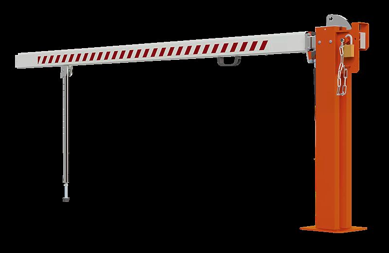 Wegesperre MARAC mit Pendelstütze, Hauptstütze in RAL 2004 reinorange