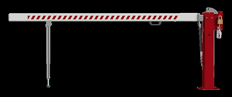 Wegesperre MARAC mit Pendelstütze, Hauptstütze in RAL 3020 verkehrsrot