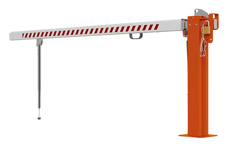 Wegesperre MARAC mit Pendelstütze, Hauptstütze in RAL 2004 reinorange