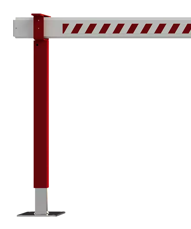 Detail: Auflagestütze in RAL 3020 verkehrsrot