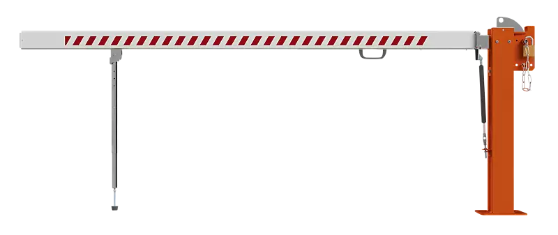 Wegesperre MARAC mit Pendelstütze, Hauptstütze in RAL 2004 reinorange