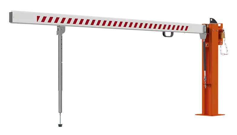 Wegesperre MARAC mit Pendelstütze, Hauptstütze in RAL 2004 reinorange