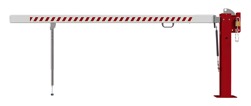 Wegesperre MARAC mit Pendelstütze, Hauptstütze in RAL 3020 verkehrsrot