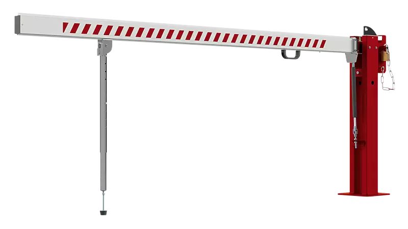 Wegesperre MARAC mit Pendelstütze, Hauptstütze in RAL 3020 verkehrsrot