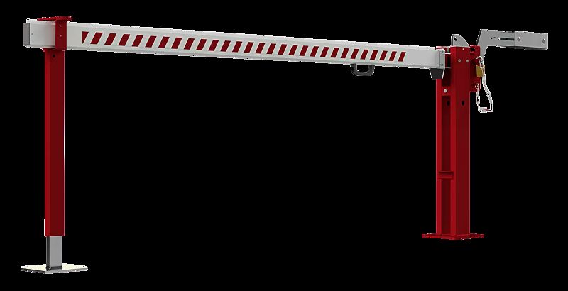 Wegesperre BELMONT, Haupt- und Auflagestütze in RAL 3020 verkehrsrot