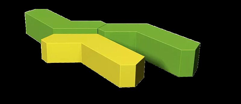 Sitzbänke MART TRIO in RAL 6018 gelbgrün und RAL 1023 verkehrsgelb