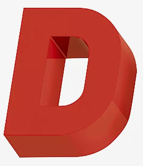 Sitzbuchstabe LETTER LINE - D in RAL 3000 feuerrot