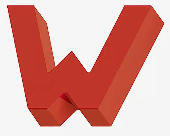 Sitzbuchstabe LETTER LINE - W in RAL 3000 feuerrot