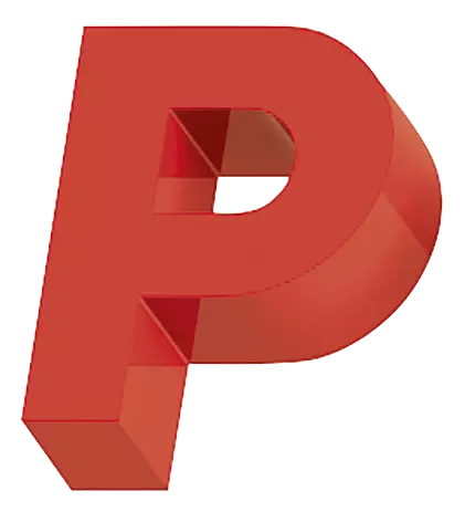 Sitzbuchstabe LETTER LINE - P in RAL 3000 feuerrot