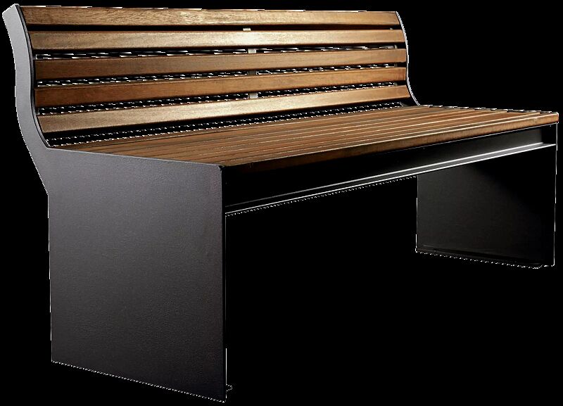 Sitzbank CIMA mit Rückenlehne, mit Hartholzbelattung, Stahlteile in RAL 7016 anthrazitgrau