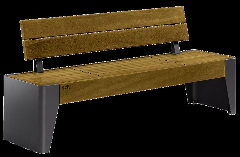 Sitzbank FOLA mit Rückenlehne, Stahlteile in DB 703 eisenglimmer