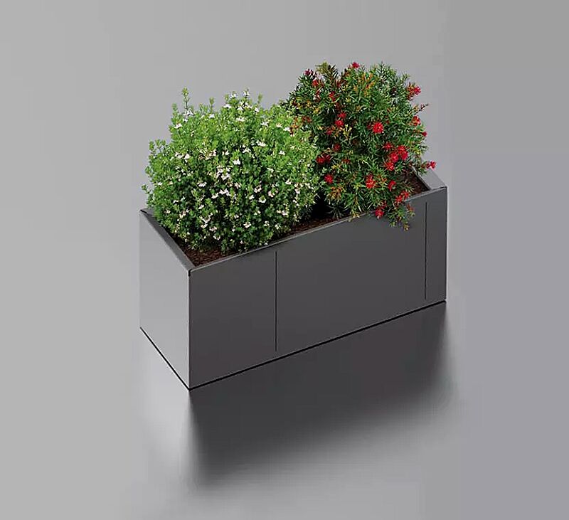 Pflanzbehälter DUO, 260 Liter, in RAL 9006 weißaluminium und 9007 graulaluminium