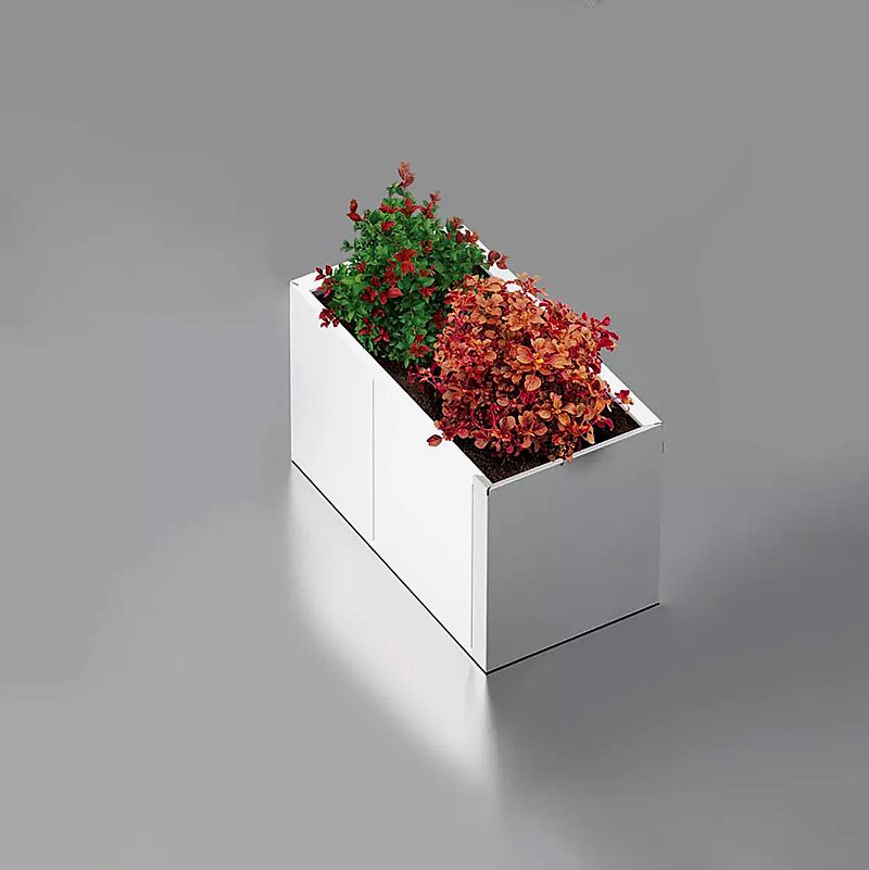 Pflanzbehälter DUO, 760 Liter, in RAL 9006 weißaluminium und RAL 9010 reinweiß