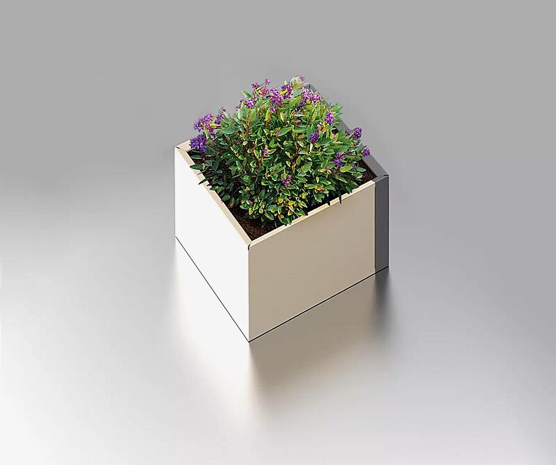 Pflanzbehälter DUO, 750 Liter, in 1013 perlweiß und RAL 9007 graualuminium