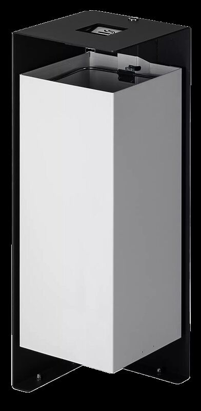 Abfallbehälter DIVISION mit Ascher, 60 Liter, Korpus Behälter in RAL 9006 weißaluminium