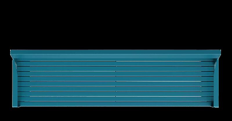 Sitzbank LENI mit Rückenlehne und Armlehnen, in RAL 5021 wasserblau