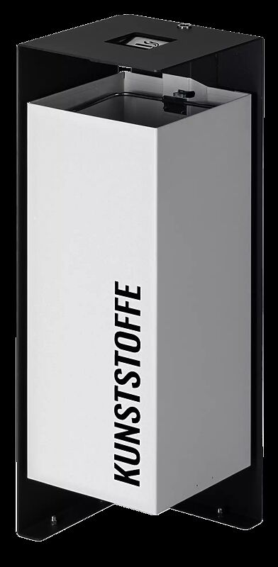 Abfallbehälter DIVISION mit Ascher, 60 Liter, mit Beschriftung, Korpus Behälter in RAL 9006 weißaluminium