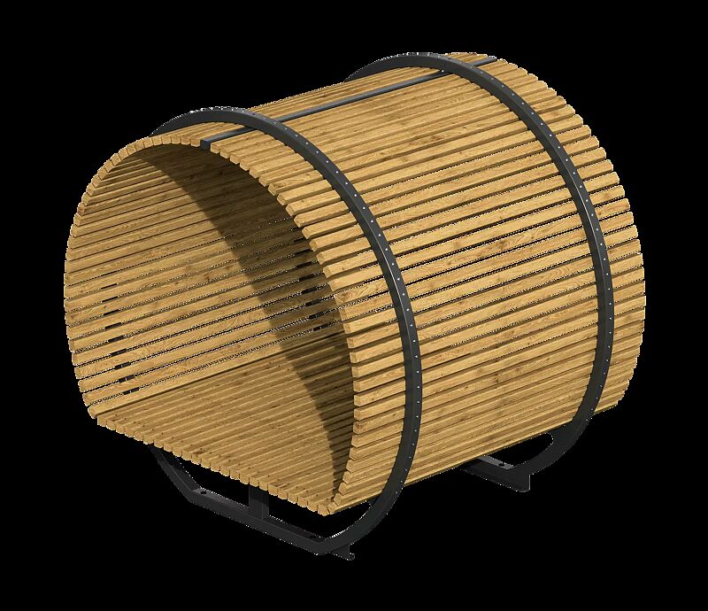 Freizeitüberdachung CISON CONTEA mit Liegefläche, kreisförmig, mit Kiefernholzbelattung, Stahlteile in RAL 7016 anthrazitgrau