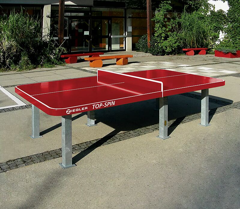 Tischtennisplatte TOP-SPIN, zum Aufdübeln, in RAL 3000 feuerrot