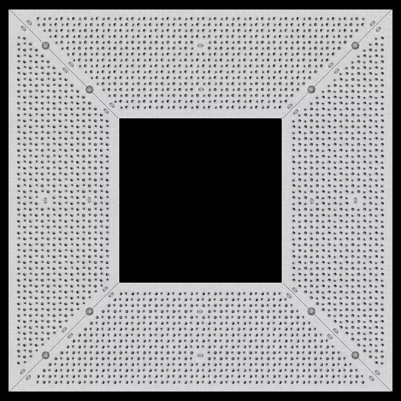 Baumschutzrost TABER, Breite x Tiefe 1500 x 1500 mm, Unterkonstrukion verzinkt, Blechprofil-Segmente mit Prägung City feuerverzinkt
