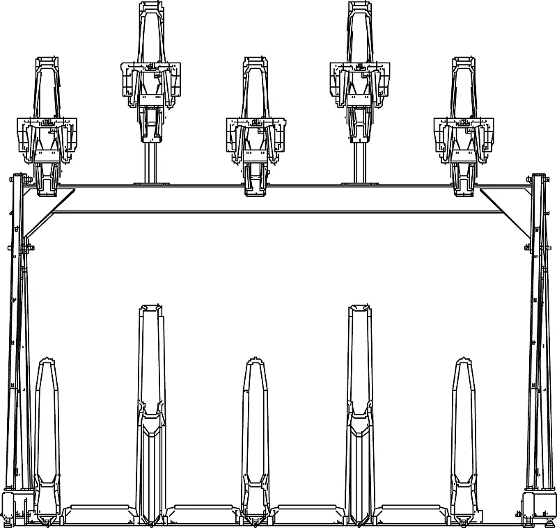 Doppelstock-Fahrradparksystem EASYLIFT CAPACITY, einseitig, 10 Stellplätze, Radabstand 375 mm