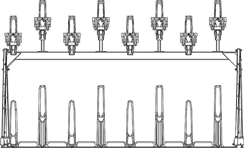 Doppelstock-Fahrradparksystem EASYLIFT CAPACITY, einseitig, 16 Stellplätze, Radabstand 375 mm