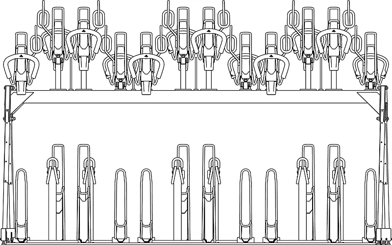 Doppelstock-Fahrradparksystem EASYLIFT CAPACITY, doppelseitig, 24 Stellplätze, Radabstand 500 mm