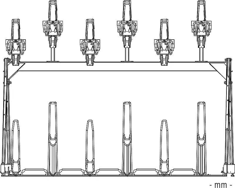 Doppelstock-Fahrradparksystem EASYLIFT PREMIUM-E  mit Lademöglichkeit für E-Bikes, 12 Stellplätze
